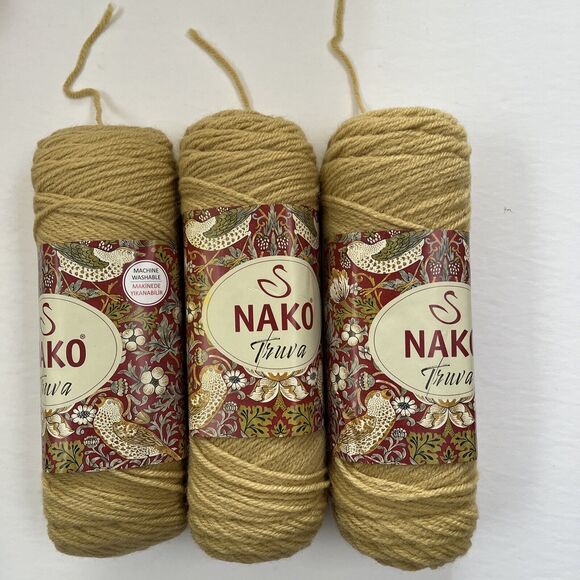 NAKO Truva Yarn Tan Acrylic Worsted Weight 4 Ply 3.5 oz Knit Crochet Lot of 3 - Picture 1 of 7